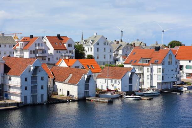 Haugesund city waterfront Haugesund city, Norway. Summer view of city waterfront in Haugaland district of Norway. haugaland photos stock pictures, royalty-free photos & images