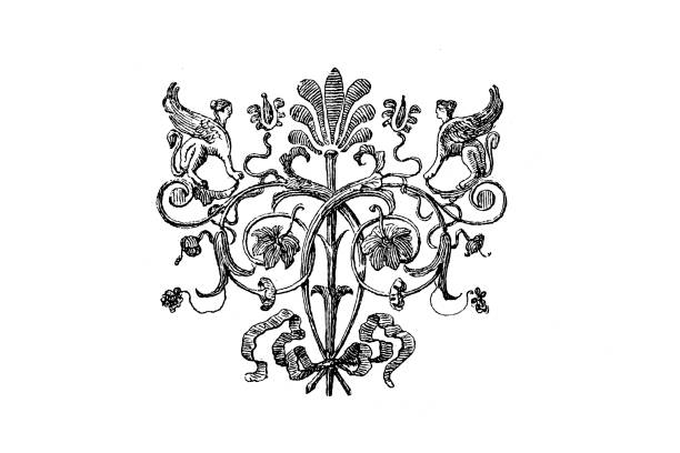 illustrazioni stock, clip art, cartoni animati e icone di tendenza di ornamento di pagina vintage - decoration ornate scroll shape shape