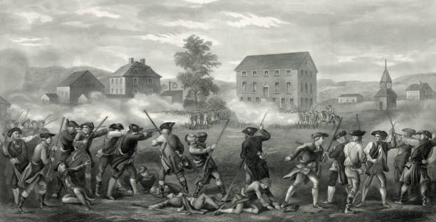 bitwa pod lexington, 1775 - colonial style obrazy stock illustrations