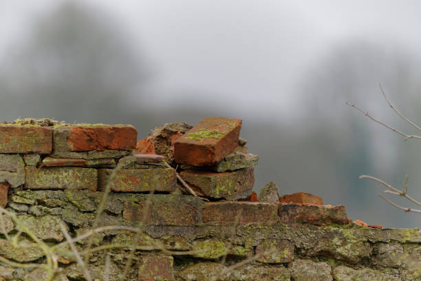 Old red bricks in an old deralick farm building
