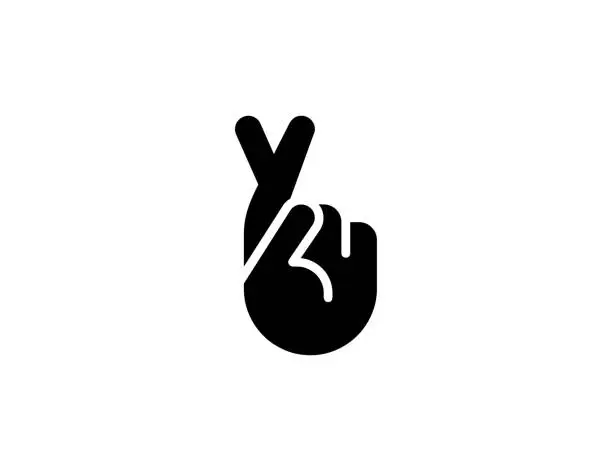 Vector illustration of Crossed Fingers vector icon. Isolated Crossed Fingers Hand Gesture flat emoji symbol - Vector