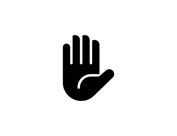 ilustrações, clipart, desenhos animados e ícones de ícone vetorial da mão levantada. high five emoji. isolado stop hand gesture símbolo emoticon plano - vetor - stop action