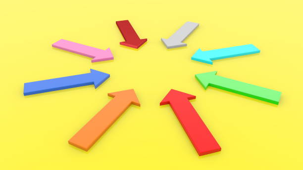 istock Circle of colorful arrows on yellows 1295318513
