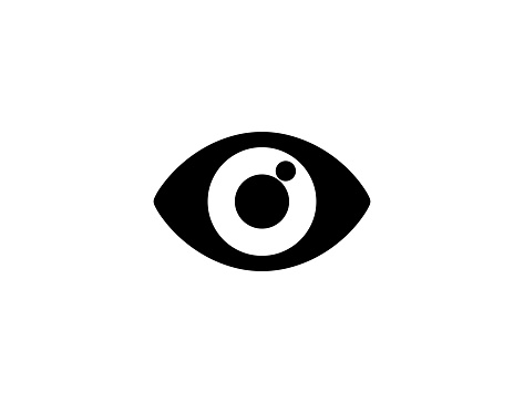 Eye vector icon. Isolated Realistic Human Brown Eye flat symbol - Vector