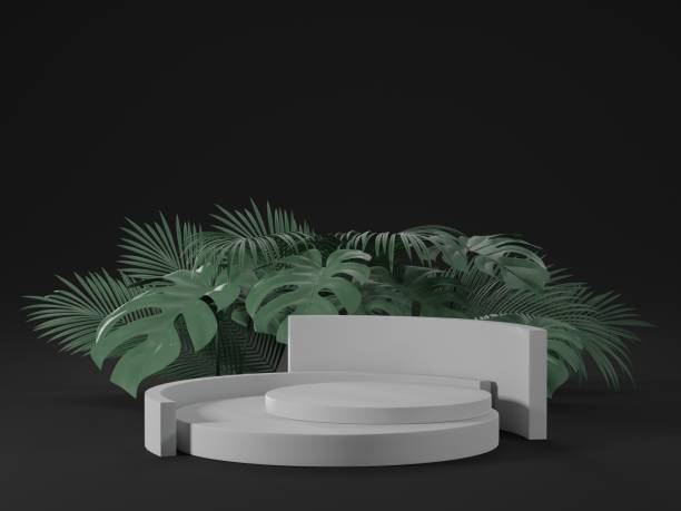 istock 3D rendering podium geometry with gold elements. Abstract geometric shape blank podium. Minimal scene square step floor abstract composition. 1295322358