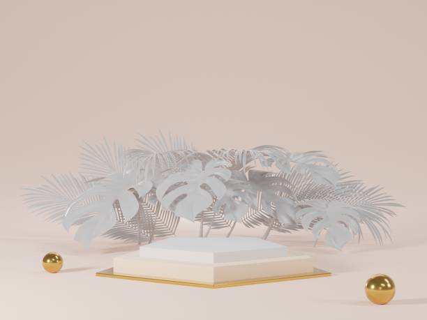 istock 3d podium minimal scene with geometrical product. Background vector 3d cream colors rendering with podium. 1295322411