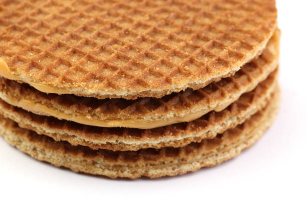 Caramel cookies on white background