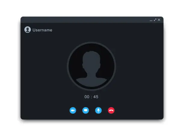 Vector illustration of Video call window template. Video call screen. Video chat interface. For communication in internet.