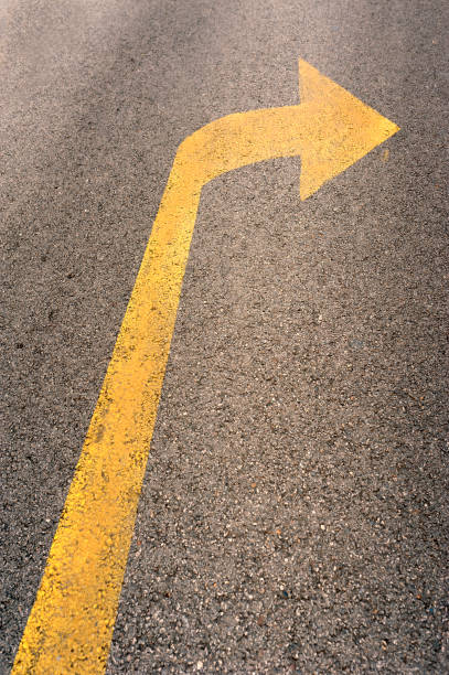 istock Road sign, ground, turn the right 1295335331