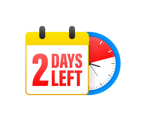 istock 2 days left calendar. Clock icon symbol illustration. Holiday concept. Timer icon symbol illustration. Vector sign. Countdown calendar. 1295337457