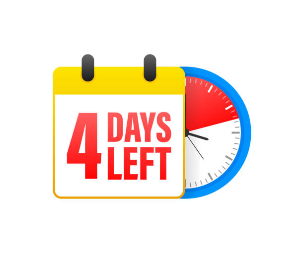 istock 4 days left calendar. Clock icon symbol illustration. Holiday concept. Timer icon symbol illustration. Vector sign. Countdown calendar. 1295337462