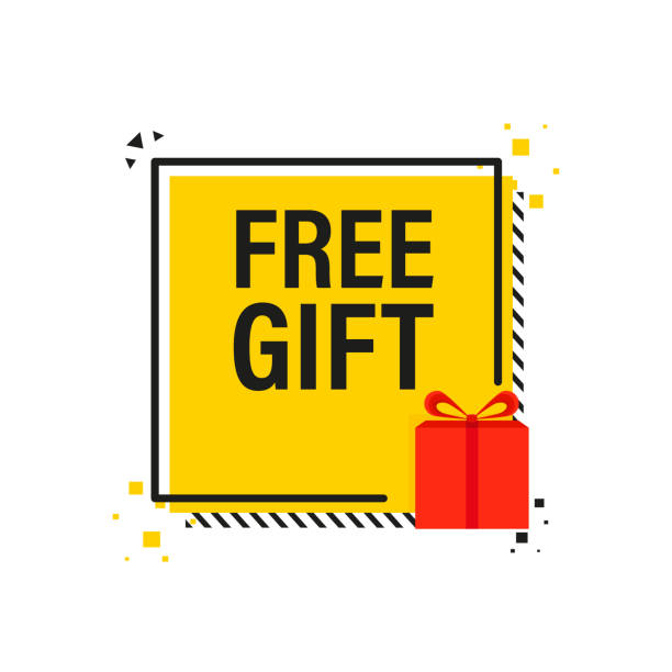 ilustrações de stock, clip art, desenhos animados e ícones de free gift yellow banner and tag. gift box banner. - 2603