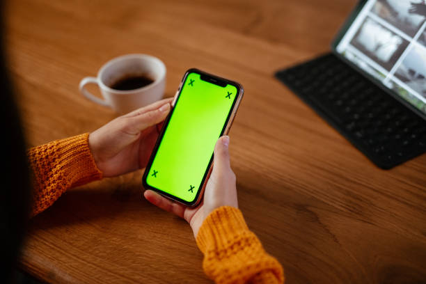 istock Woman hand holding mobile phone 1295346586