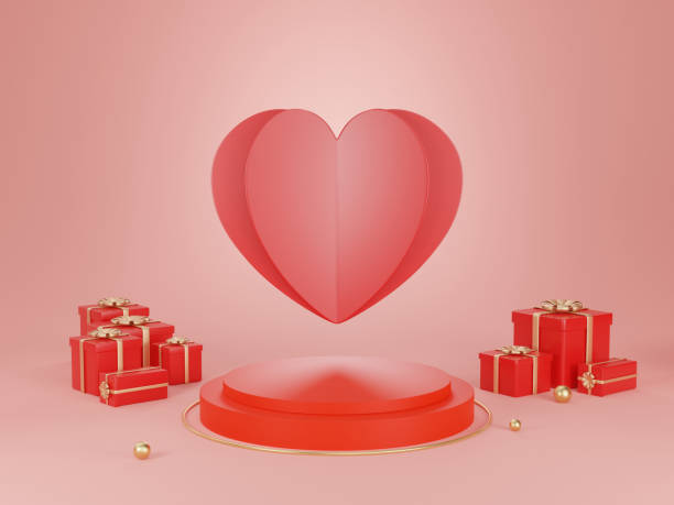 istock 3d render podium product background for valentine. 1295347124