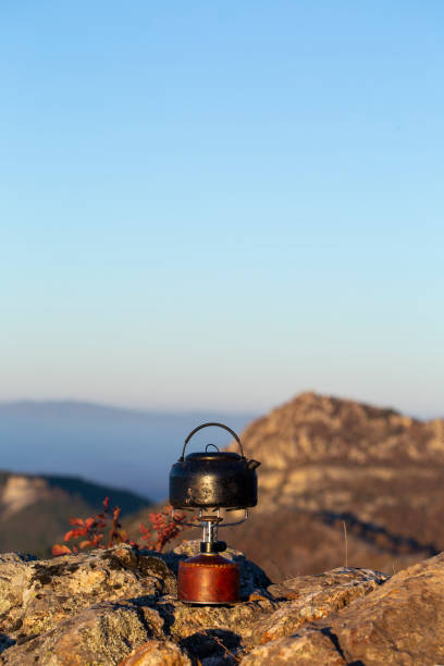 istock camping gas stove and teapot 1295352952