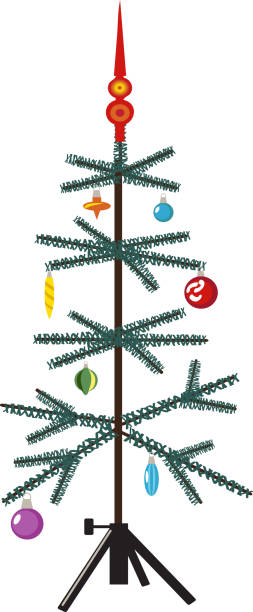 ilustrações, clipart, desenhos animados e ícones de árvore de natal vintage - christmas season christmas tree nostalgia