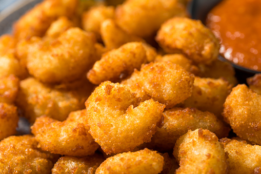 Homemade Deep Fried Popcorn Shrimp Stock Photo - Download Image Now ...