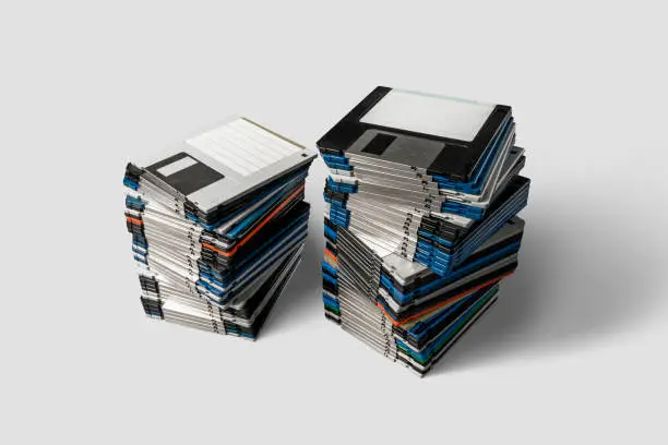 Photo of Two stacks of 3,5-inch floppy disc