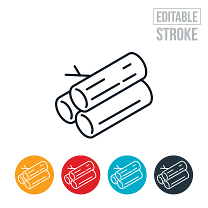 An icon of a stack of firewood. The icon includes editable strokes or outlines using the EPS vector file.