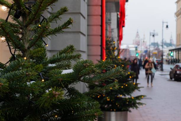 istock Christmas tree in Moscow in winter and garlands 1295366043