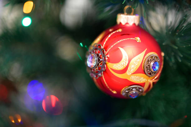 Beautiful Christmas toys on the New Year tree.