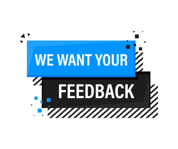 istock We want your feedback blue banner in 3D style on white background. Vector illustration. 1295367942