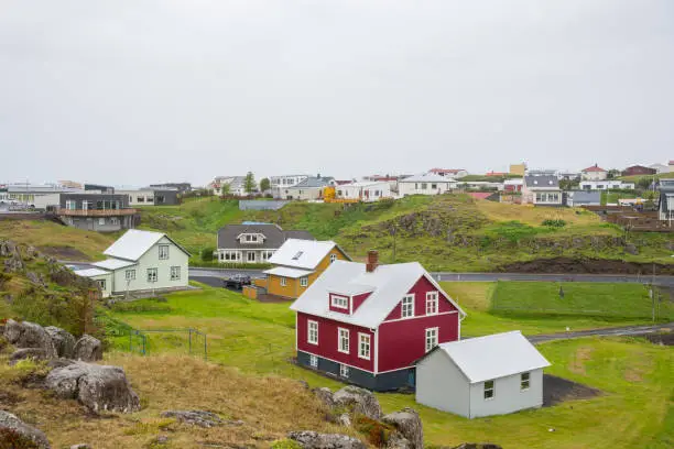 Buildings in town of Stykkisholmur on Snaefellsnes Peninsula in west Iceland