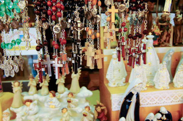 christian crosses as religious souvenirs, devotional objects in a shop