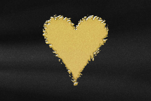 Heart card symbol, playing cards symbol, abstract gold with black background