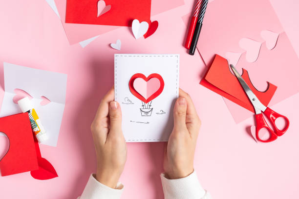 istock Step 13. DIY Valentine greeting card, instruction step by step. 1295375452