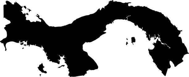 パナマの黒地図 - black border flag shield coat of arms点のイラスト素材／クリップアート素材／マンガ素材／アイコン素材