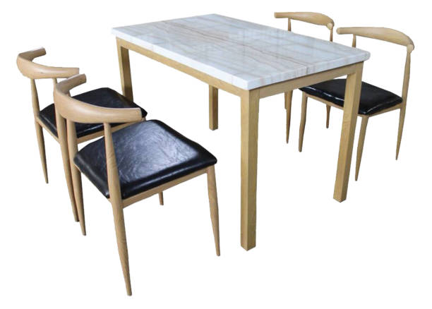 istock Dining Table and chairs isolated on white background. Luxury and modern dining table sets in different style and sizes. Stone table top, tempered glass, wooden table top and comfortable dining chairs. 1295377267