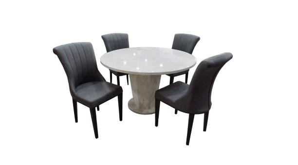 istock Dining Table and chairs isolated on white background. Luxury and modern dining table sets in different style and sizes. Stone table top, tempered glass, wooden table top and comfortable dining chairs. 1295377411