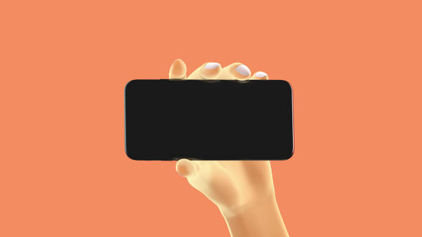 istock Hand holding phone, isolated on background. 3d rendering 1295378947