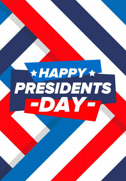 Happy Presidents day in United States. Washington's Birthday. Federal holiday in America. Celebrated in February. Patriotic american elements. Poster, banner and background. Vector illustration Happy Presidents day in United States. Washington's Birthday. Federal holiday in America. Celebrated in February. Patriotic american elements. Poster, banner and background. Vector illustration presidents day stock illustrations