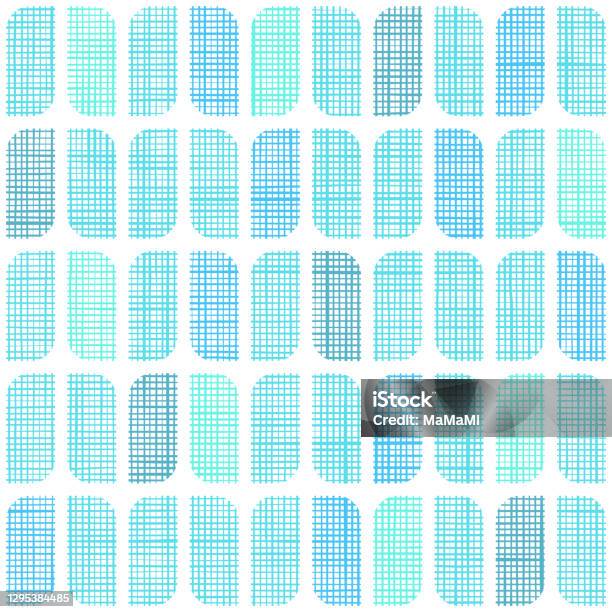 Rounded Blue Vector Pattern Vector Woven Fabric Blue Rounded Rectangles Seamless Pattern Background ...