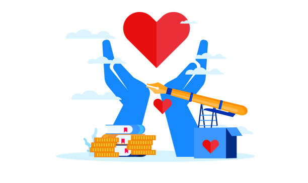 istock donation day charity with big heart and big hands flat illustration design 1295393497