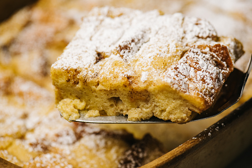 Square of French Toast Casserole on a spatula in Frederick, MD, United States