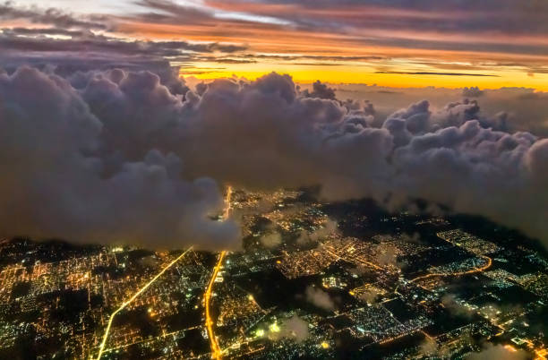 istock Sunset with stormy clouds above Buenos Aires, Argentina 1295397577