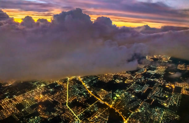 istock Sunset with stormy clouds above Buenos Aires, Argentina 1295397580