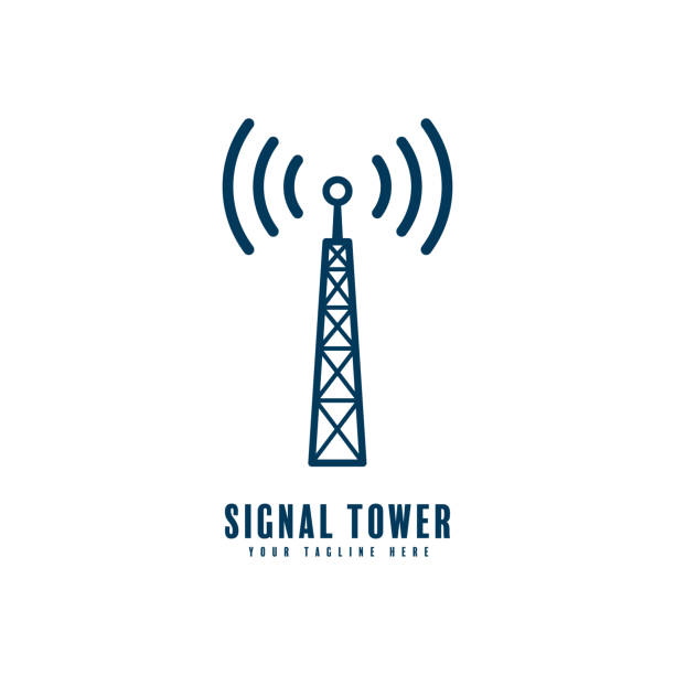 signal tower silhouette signal tower logo vector design silhouette isolated on white background cell tower stock illustrations