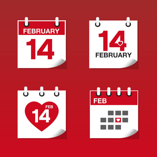 februar-vektorkalender - kalender abreißen stock-grafiken, -clipart, -cartoons und -symbole