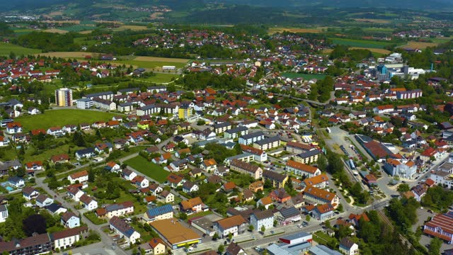 Aerial view of old town of the city Bogen in Germany