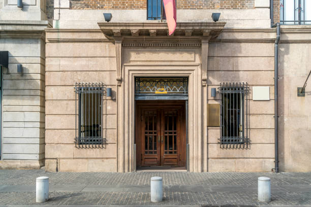 istock European style building doors and windows on the Bund, Shanghai 1295426237