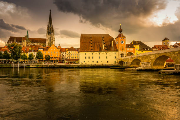 istock dramatic sky over Regensburg old town 1295426645
