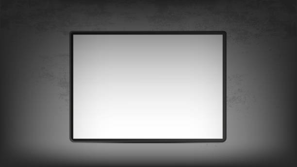 istock A framed white painting hangs on a concrete wall. Realistic banner for your design. Vector. 1295427551