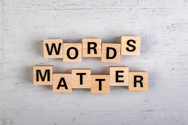 istock wooden blocks  in a white and grey board with the text words matter 1295427593