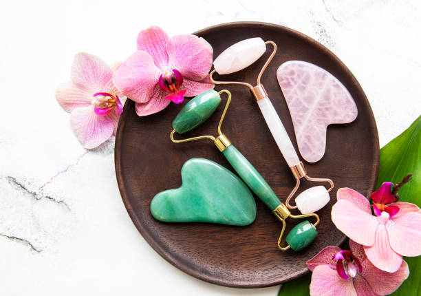 istock Jade face rollers for beauty facial massage therapy 1295429723