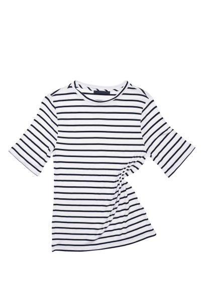 istock A striped shirt lies on a white background, isolated. 1295430995