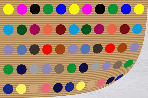 Self-adhesive multicolored round stickers